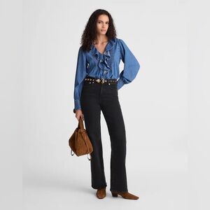 Madewell The Wide-Leg Jean in Black Frost Size 23 NWT